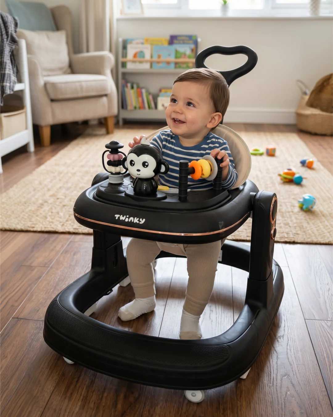 Twinky Babywalker GO - 2-in-1 Loopstoel & Loopwagen - Black - Image 3