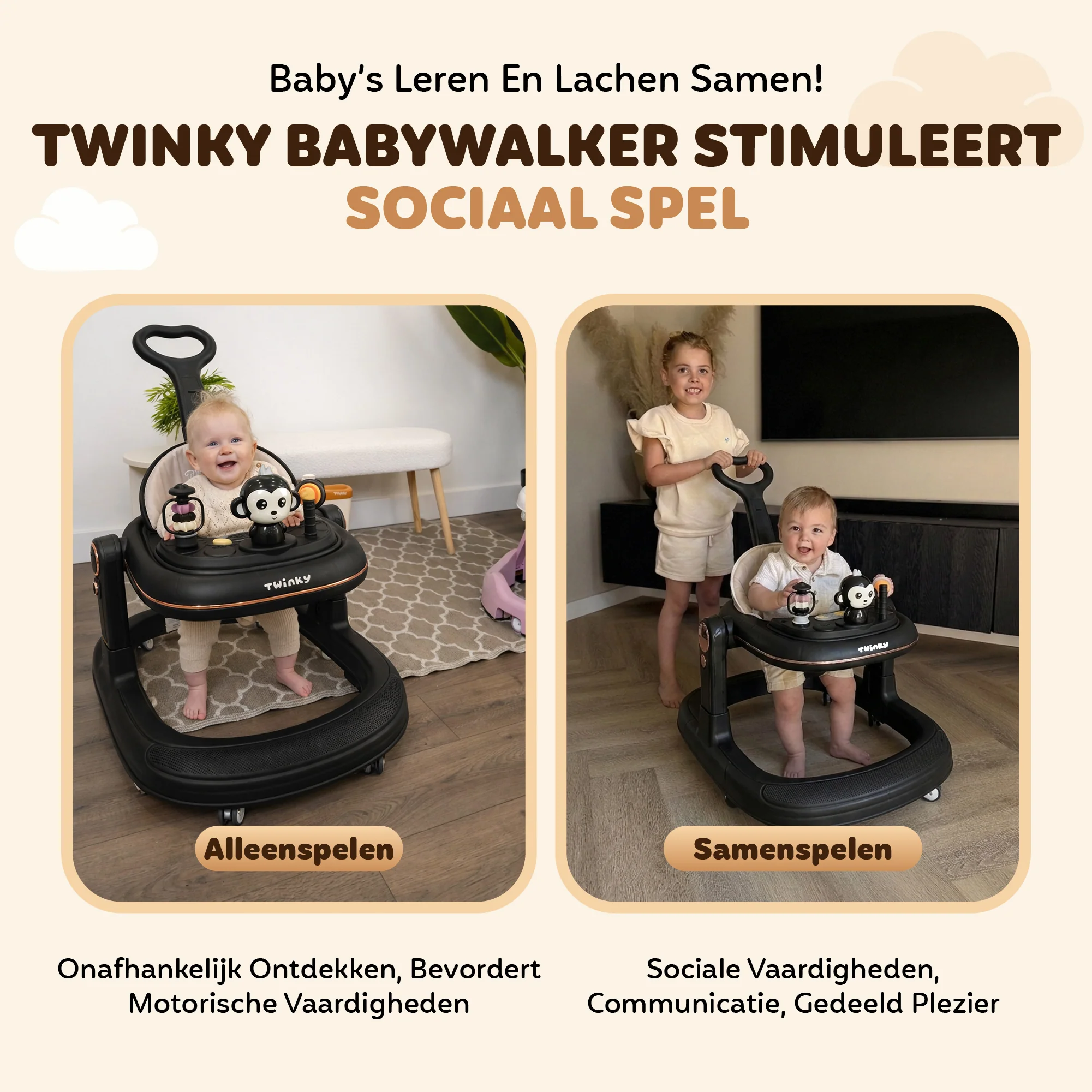 Twinky Babywalker GO - 2-in-1 Loopstoel & Loopwagen - Black - Image 8