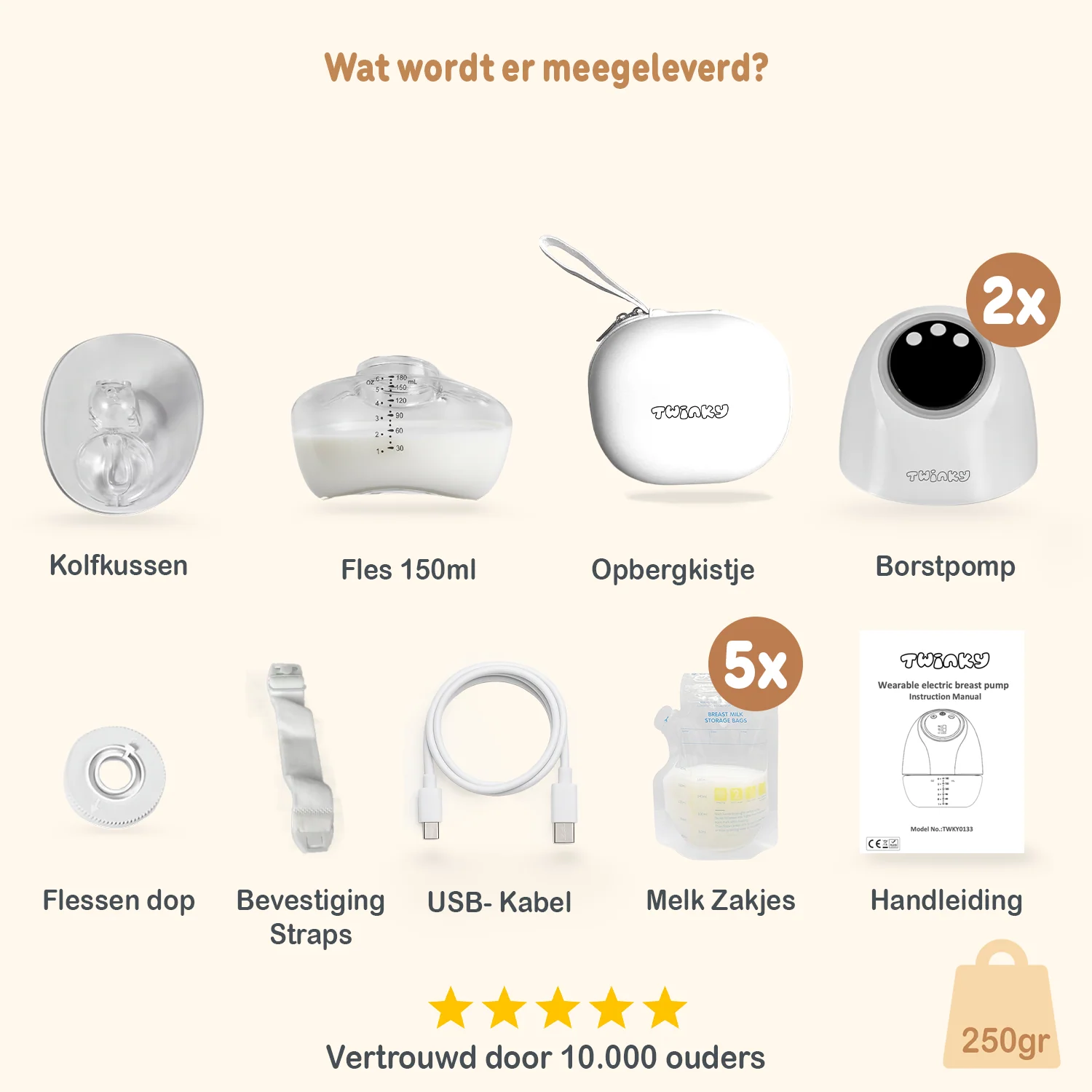 Twinky Elektrische Borstkolf - Wit - Image 6