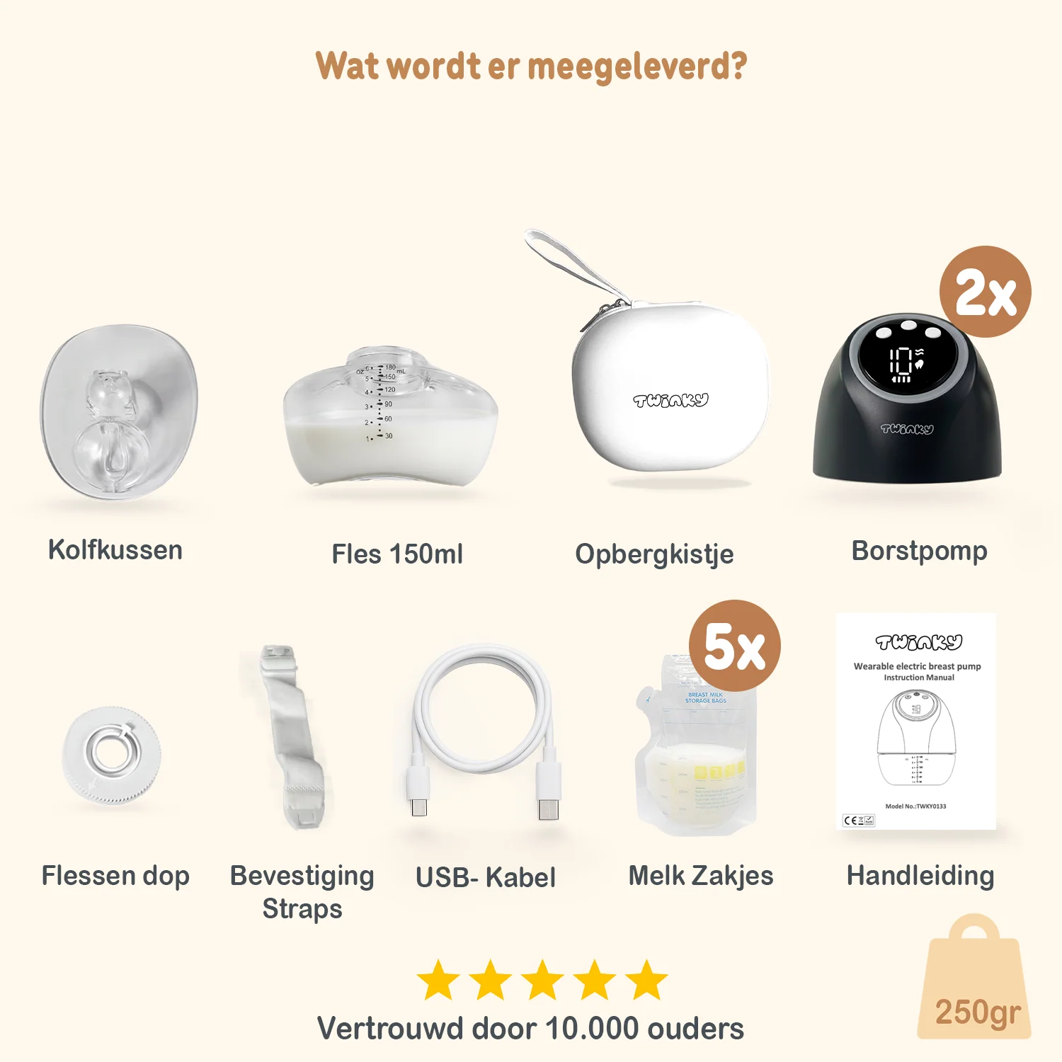 Twinky Elektrische Borstkolf - Zwart - Image 8