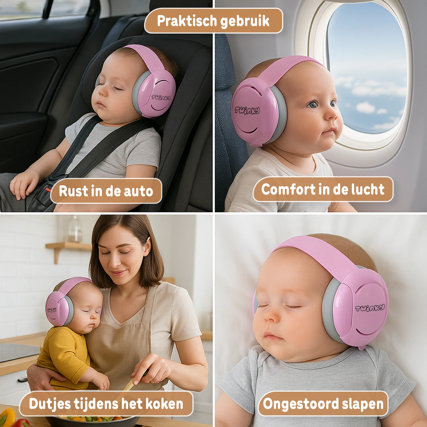 Twinky Baby Muffy's - Gehoorbescherming voor Baby en Peuter - Roze - Image 4