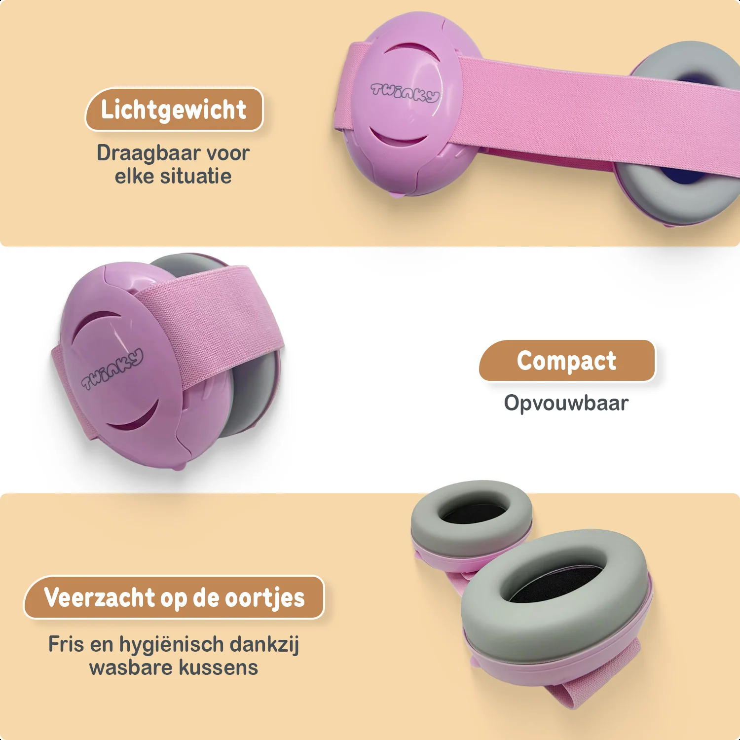 Twinky Baby Muffy's - Gehoorbescherming voor Baby en Peuter - Roze - Image 5