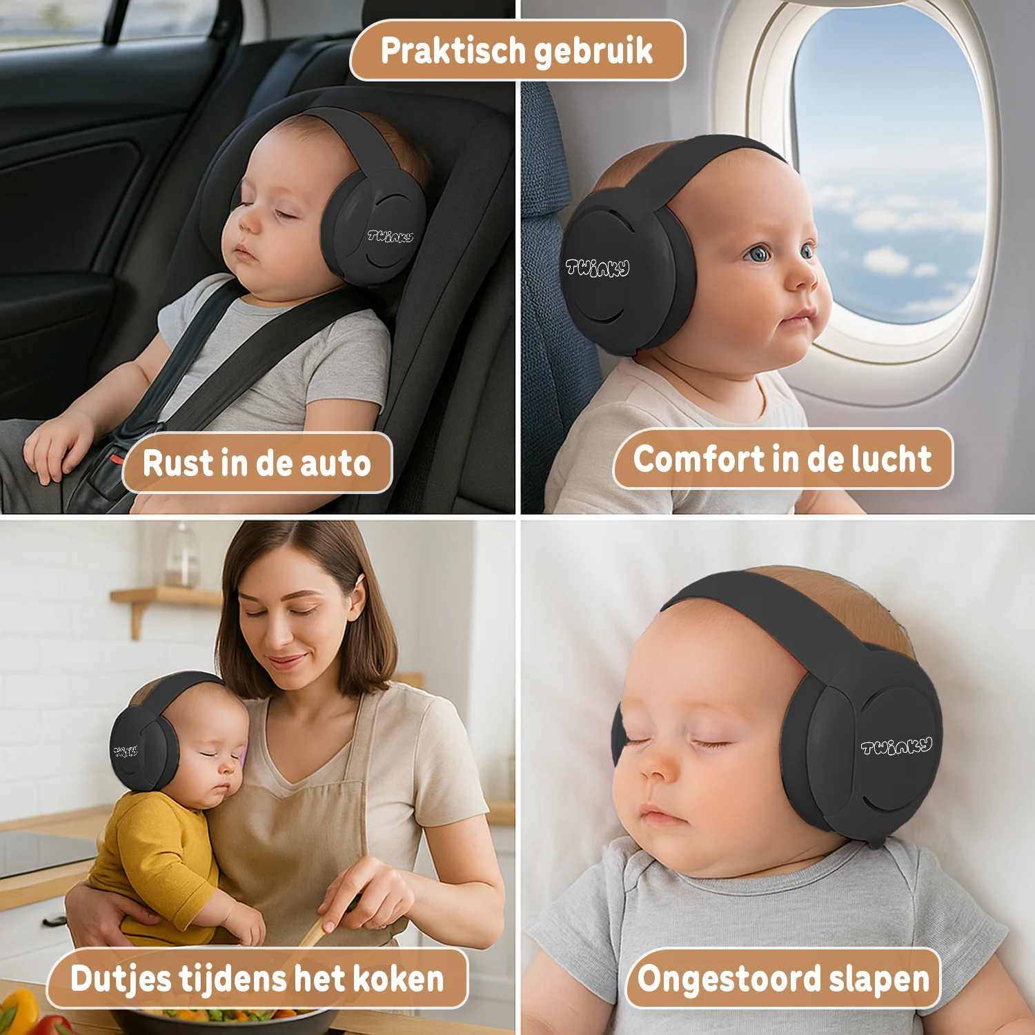 Twinky Baby Muffy's - Gehoorbescherming voor Baby en Peuter - Zwart - Image 7