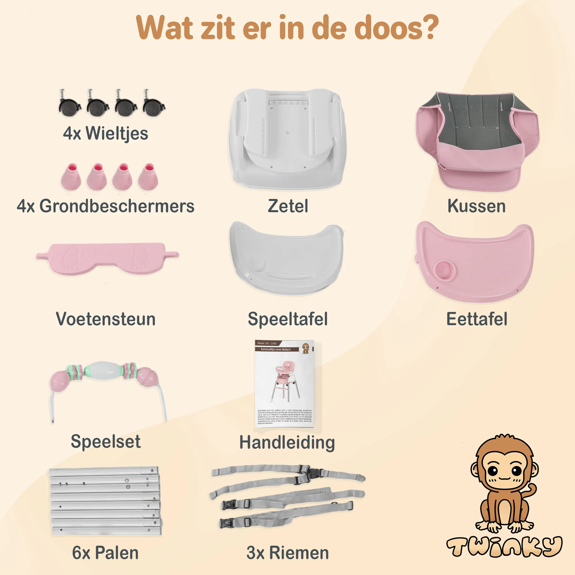 Twinky Kinderstoel - Roze - Image 8