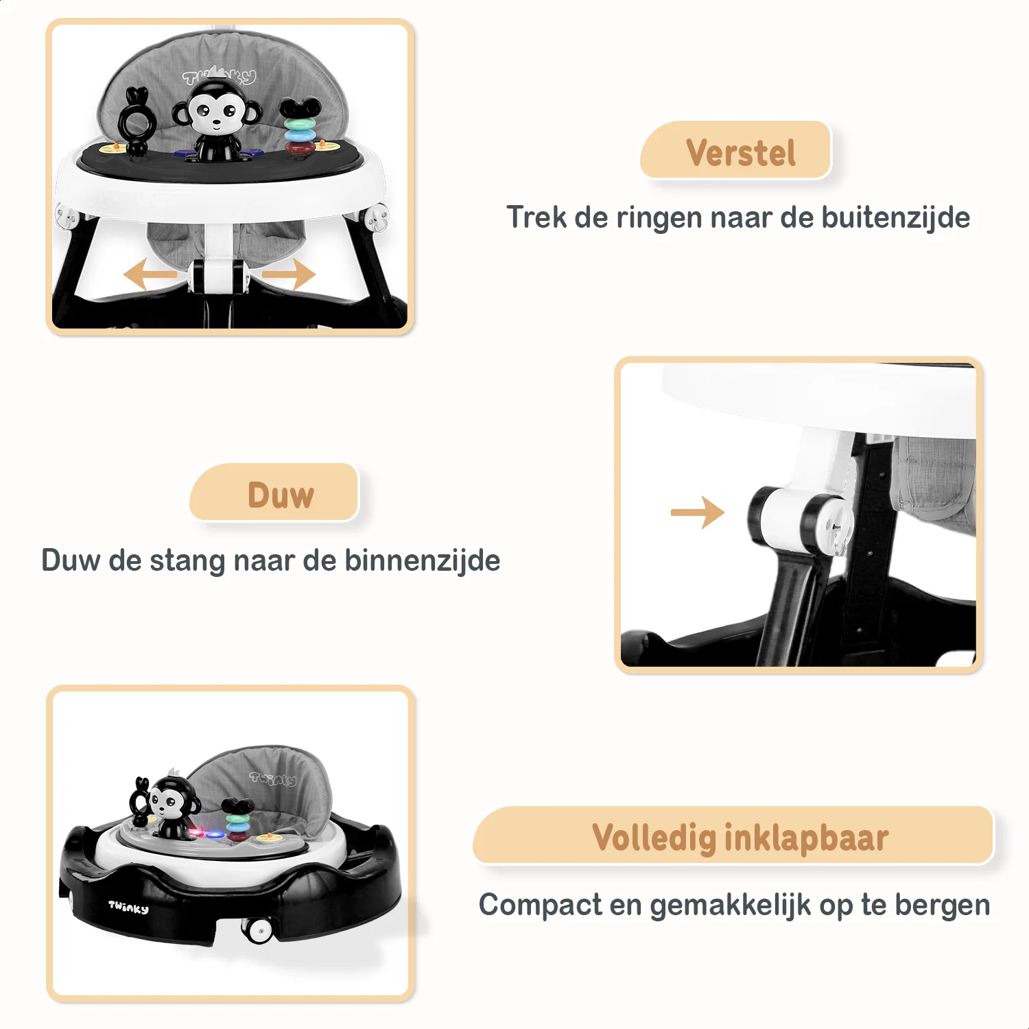 Twinky Babywalker - Loopstoel Zwart - Image 5