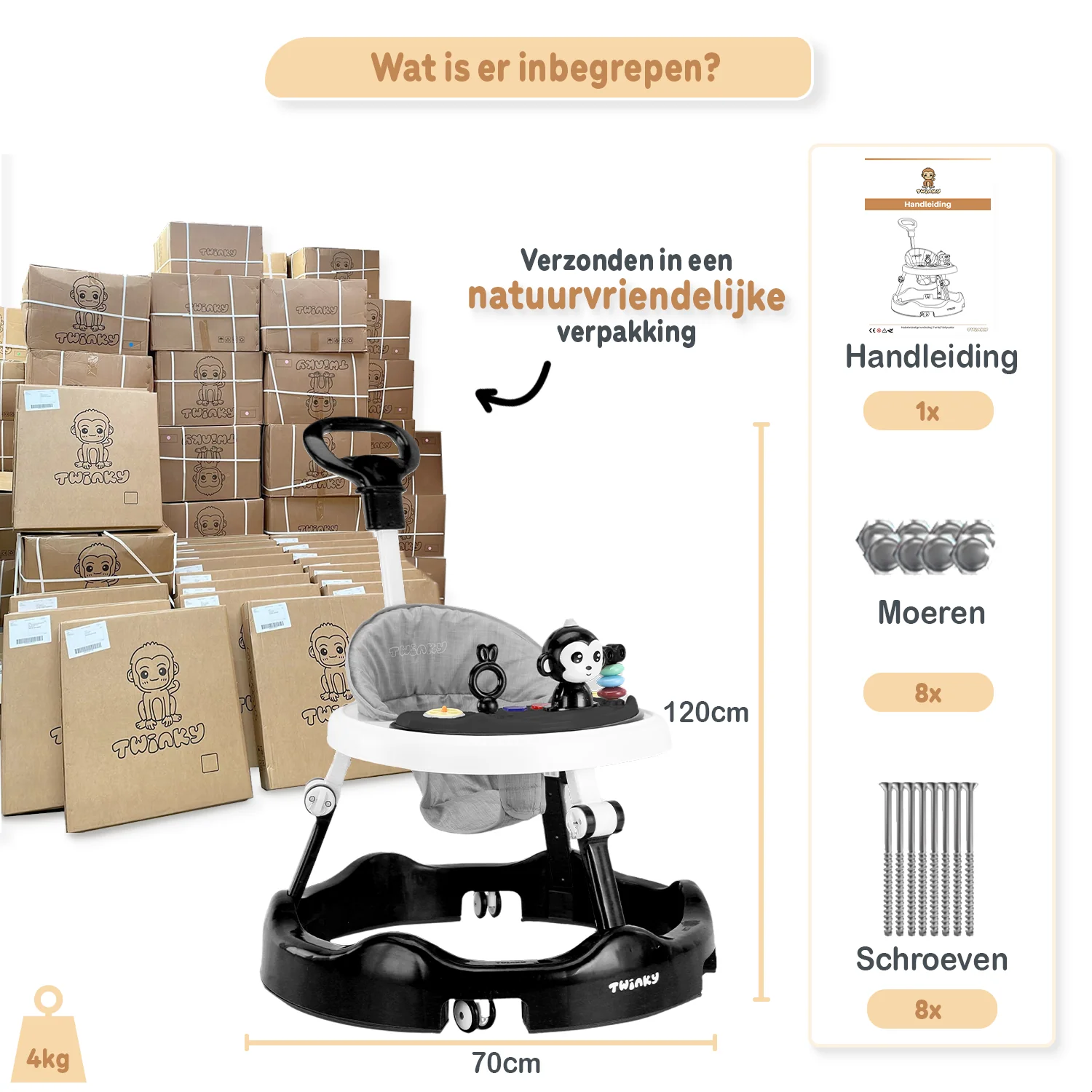 Twinky Babywalker - Loopstoel Zwart - Image 6