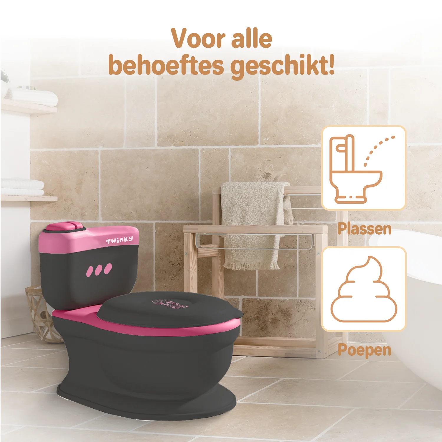 Twinky Potty - Plaspotje Zwart Roze - Image 3