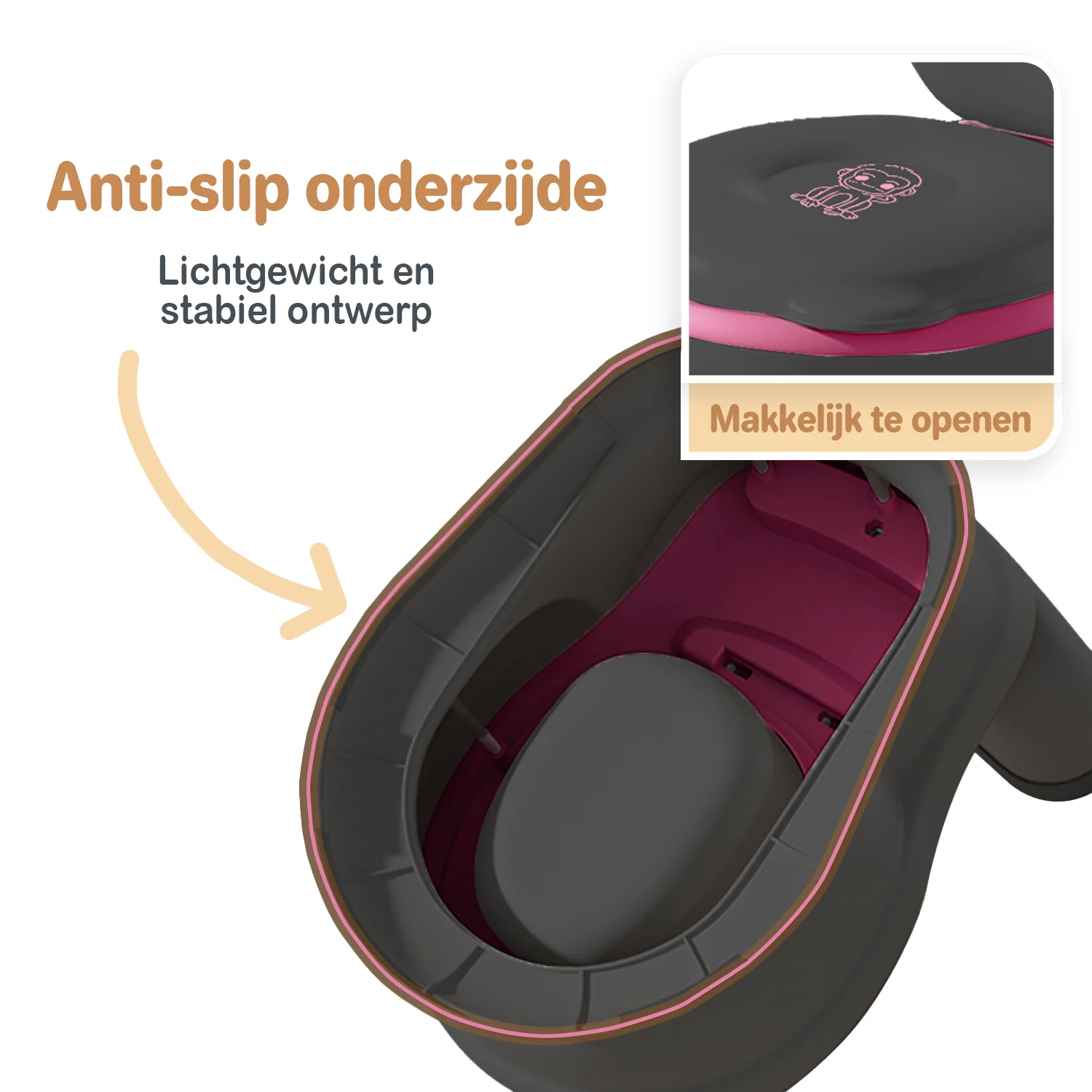 Twinky Potty - Plaspotje Zwart Roze - Image 5